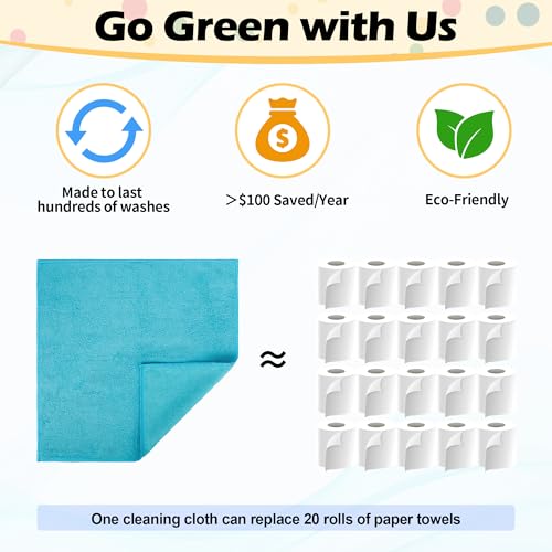 20 Pack Microfiber Cleaning Cloth, Lint-Free Car Wash Towels, All-Purpose Absorbent Cleaning Rags for Housekeeping, Dust Cloth for Office, Mechanic, Automotive, 5 Colors - color: Green, Orange, Blue, Yellow, Pink
