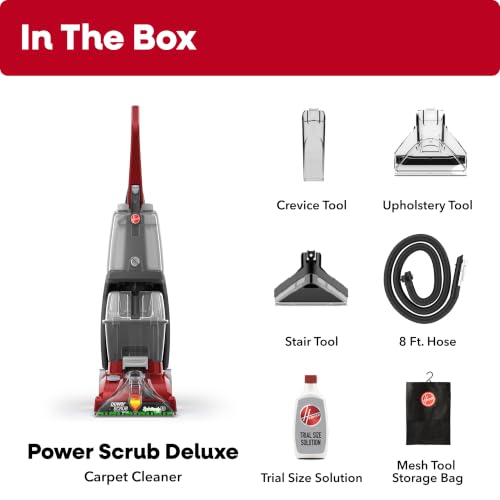 Hoover PowerScrub Deluxe Carpet Cleaner Machine, Deep Cleaning Carpet Shampooer Machine, SpinScrub Brushes, HeatForce Drying, Pet & Upholstery Tools, Pair with Hoover Carpet Cleaner Solution - style: PowerScrub Deluxe