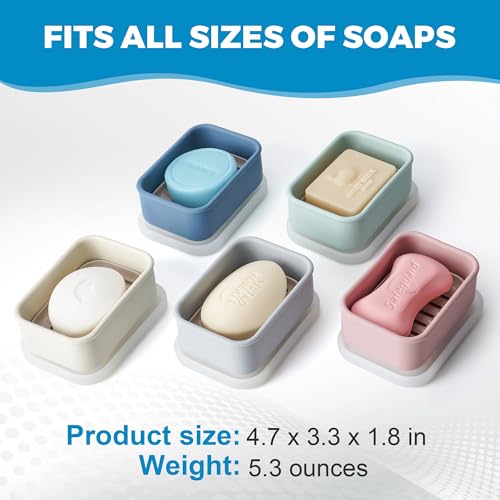 Compact Leakproof Travel Soap Case with Lid & Silicone Strap - Portable Draining Soap Bar Holder for Gym, Bathroom, Camping - Lightweight Silicone Soap Dish Container (Black) - color: Black