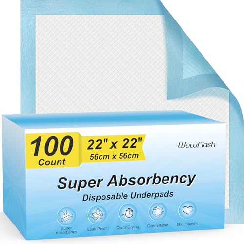 100 Count 22” x 22” Super Absorbency Disposable Underpads, Leakproof Quick Drying Disposable Pads for Baby, Puppy and Adults, Puppy Pads, Cat Pee Pads for Dogs, Potty Puppy Training Pads - size: 100 Count 22" x 22"