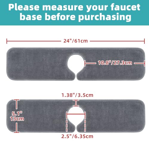 PoYang 4 Pack Faucet Mat for Kitchen Sink Splash Guard Long: Super Absorbent Microfiber Sink Water Splash Guard Behind Kitchen Faucet Mat for Bathroom, RV Protector, Machine Washable 24'' x 5.1'' - size: 24" x 5.1"