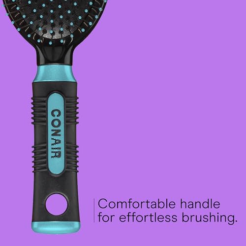 Conair Salon Results Hair Brush, Detangling Hair Brush for Men and Women, For All Hair Types, Metal Bristles and Cushion Base - color: Teal, size: Wire Cushion Brush (Pack of 1)