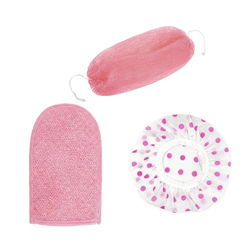 3 PCS Authentic African Net Sponge 30" Extra Long African Exfoliating Net for Body & Back Scrubber for Shower Quick Dry Nylon Mesh Washcloth for Glowing Skin (Pink+Purple, 3 Pcs) - style: 3Pac Pink+Purple