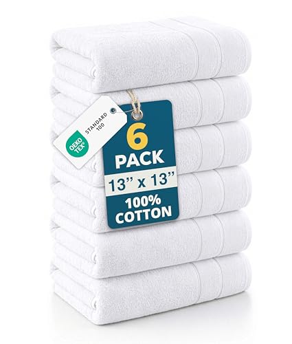 Casa Platino White Washcloths 6 Pack - 13x13 inches - 100% Cotton - Premium Quality Wash Cloths for Bathroom - Well Stitched, Soft & Highly Absorbent Washcloths Set - Ideal for Hotel, Spa & Salons - color: 02: White, size: 6 Piece Wash Cloth