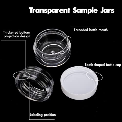 3 Gram Sample Jars with Lids, 25 Count Mini Cosmetic Containers - Makeup Travel Containers with Labels, Tiny Disposable Spatulas - color: White