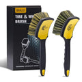 BMLEI Wheel & Tire Brush Set, 2 Pack Car Wheel Brush & Tire Cleaner Brushes, Soft Bristle Rim Brush and Stiff Tire Scrub Brush, Scratch-Free Wheel Cleaning Kit for Car Detailing, Trucks, SUVs - color: Yellow&black