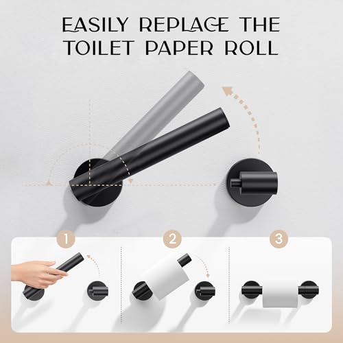 Day Moon™ - Toilet Paper Holder - Modern Roll Holder for Bathroom - 1 Pack - Wall Mount - Classic, Black - color: Matte Black