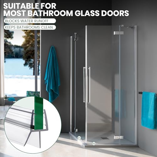 Shower Glass Door Bottom Seal, 2PCS 36 Inch Ultra Clear PVC Seal Strip with Sweep for 3/8"(10mm) Thick Frameless Glass Door, to Stop Water Leakage - style: 3/8" X 36"
