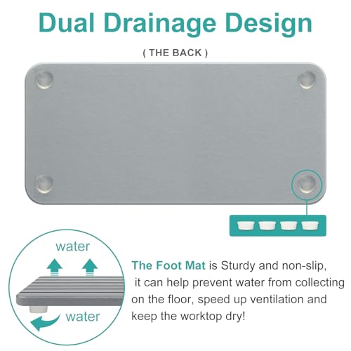 Diatomaceous Earth Dish Drying Mat for Kitchen Sink Bathroom Counter Trays Water Absorbing Stone Drying Tray Diatomite Soap Dish Coasters Absorbent Stone Quick Dry Sink Trays Kitchen Accessories - color: Grey Diatomite