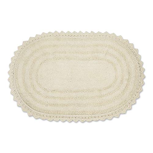 DII Crochet Collection Reversible Bath Mat, Large Oval, 21x34, Off White - color: Off White, size: 1'9" x 2'10" (Oval)