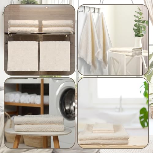 6 Pack Boho Bath Towels Set 100% Cotton Luxury Decorative Towels for Bathroom 2 Bath Cloth 2 Hand Cloth and 2 Wash Cloths Soft Absorbent Quickly Dry Durable Farmhouse Bathroom Decor Guest Gift