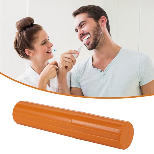 VOCOSTE 2pcs Vertical Stripe Toothbrush Case, Plastic, Lightweight Traveling Toothbrush Holders Case, Travel Business, Orange, 7.87"x1.50"