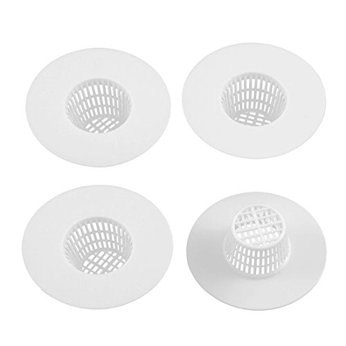 uxcell Bathroom Plastic Drain Hair Stopper Strainers Sink Drainer Screen Net White 4pcs