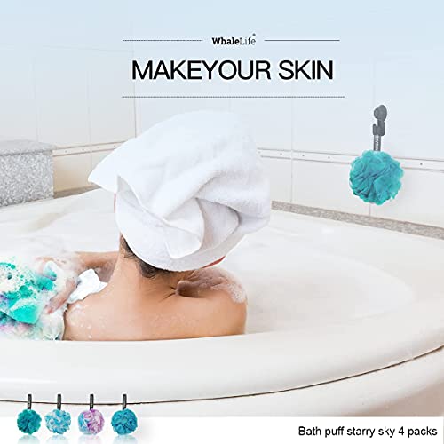 Loofah Sponge Bath Sponge for Women Men 4 Pack (Blue Conbine) - style: Blue Conbine