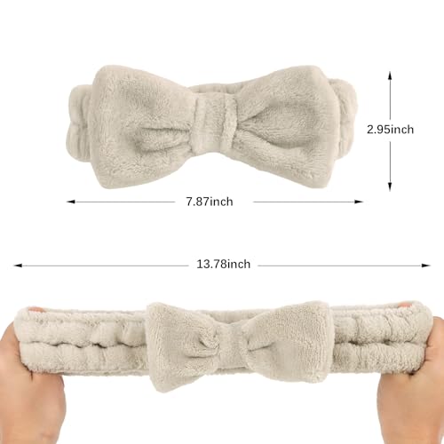 Semato Bachelorette Party Favor Set - Bride and Bridesmaid Spa Headbands, Skincare Head Bands for Women, Cute Bow Party Supplies (Light Coffee) - color: Light coffee