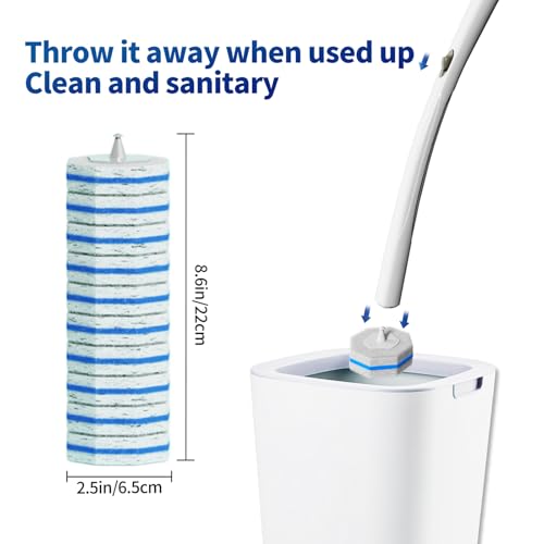 60pc Refills Disposable Toilet mats Brush Cleaning System, Toilet Cleaning Brush, 60 Replacement Brush Heads, No Handle or Base，Toliet Wand Refills,Toilet Bowl Clean Refill Pads,Toilet Scrubber Refill - style: 60 refflls（Without handle）