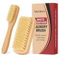 TAKAVU Laundry Brush Set, Soft Boar Bristle, Gentle on Delicate Fabrics | Stain Scrub Brush for Clothes, Upholstery, Delicate Knits, Cotton & Linen, Washable Spot & Garment Care Cleaner - color: White Boar
