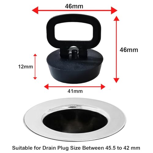 Silicone Sink Bath Plug with Handle for Kitchen Bath Sink Drain Stopper Plug ，1 3/4 Inch, Drain Plug Size Between 45.5 to 42 mm (2 Pack)