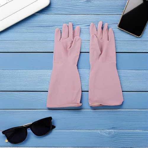 Reusable Latex Cleaning Gloves for Dishwashing 4-pair Set Waterproof Non-slip Kitchen Gloves for Household, Bathroom, Laundry Cleaning with Sturdy Wear-resistant Material, Size M