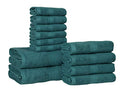 Hillfair 12-Piece 600 GSM Cotton Bath Towel Set - Hotel Spa Towels: 2 Bath, 4 Hand, 6 Washcloths - Absorbent, Super Soft - Teal - color: Teal, size: 12 Piece Towel Set