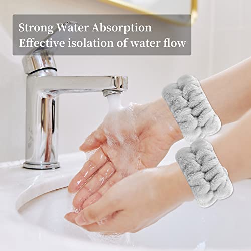 SLNZAPTY 12 PCS Face Wash Headband Wristband Sets for Women and Girls | Soft Microfiber Spa Hair Wraps, Makeup Skincare Headbands, Wrist Bands for Washing Face, Black, Gray, Light coffee, Beige - color: Black, Gray, Light coffee, Beige