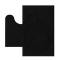TREETONE Machine Washable Water Absorbent Bath Mat Bathroom Rugs Non Slip Soft Microfiber Mat (Set of 3-Medium 20" x 32"/Contour/Lid Cover, Black) - color: Black, size: Set of 3-Medium 20" x 30"/Contour/Lid Cover