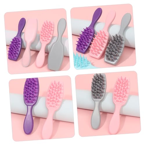 Hemoton Hair Scalp Comb 3-Pack Silicone Shampoo Brush with Soft Massage Points for Deep Cleansing Dandruff Removal and Hair Detangling Portable Family Scalp Massager for Wet Dry Use