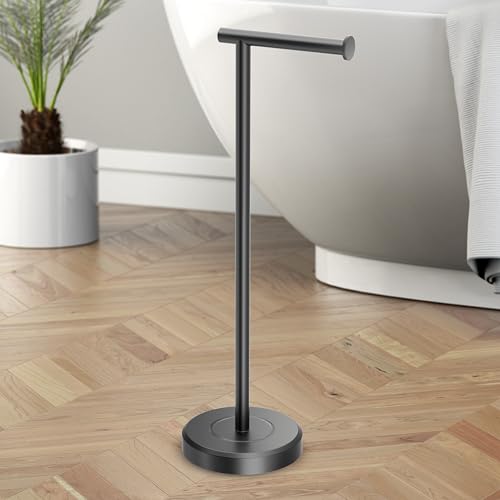 Gatco 1437MX Latitude II Freestanding Toilet Paper Holder Stand, Weighted Base, 22.25-Inch H, Matte Black - color: Matte Black