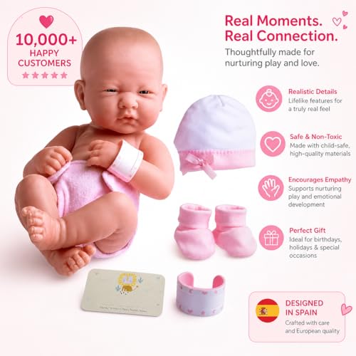 8 piece Layette Baby Doll Gift Set | JC Toys - La Newborn Nursery | 14" Life-Like Doll w/ Accessories | Pink | Ages 2+ - color: Pink