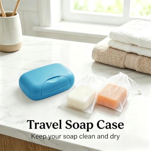 Soap Holder Container, Vonpri Portable Bar Soap Saver Scrubber Case for Bathroom and Kitchen (Dark Blue) - color: Dark Blue