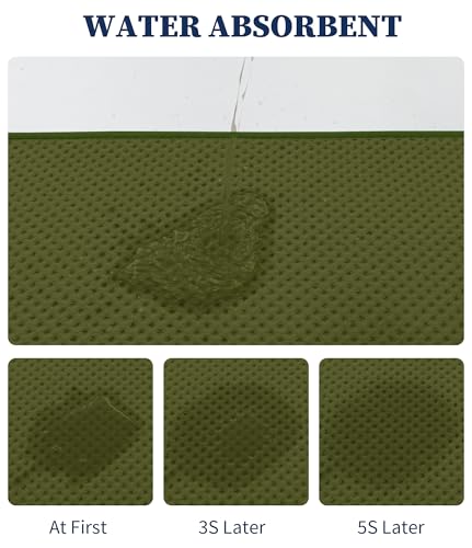 YIHOUSE Bathroom Rug Sets 2 Piece, Ultra Thin Quick Dry Bath Mat, Absorbent Bath Mat for Bathroom Non Slip Machine Washable Bath Rug (Green) - color: Green, size: 2 Pieces (U-Shape)