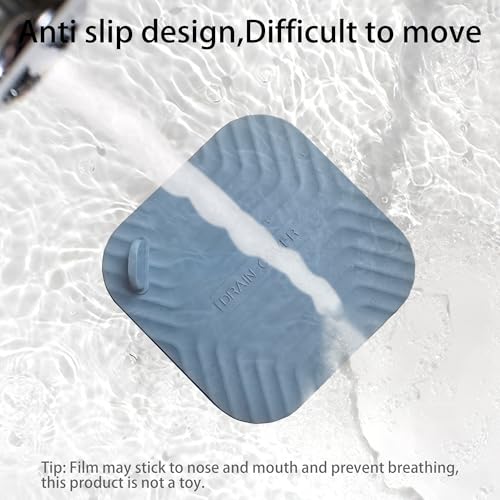 Shower Drain Cover Tub Stopper,2 Pieces Sewer Anti-Odor Mat Deodorizing Drain Plugs for Kitchen,Bathroom and Laundry(5.9x5.9 inch) Blue - color: Blue/2-piece Set