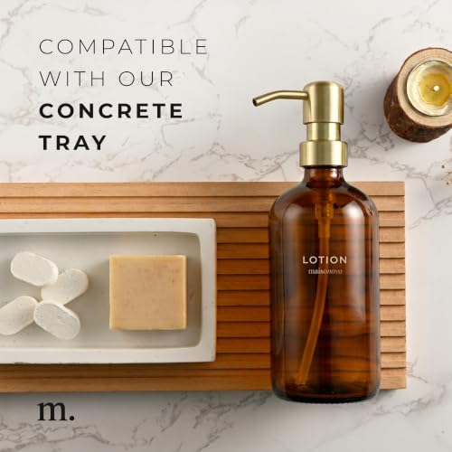 MaisoNovo Soap Dispenser 1-Piece Set | 16.9oz Amber Bottles with Gold Stainless Steel Pump Core - color: Amber/Gold
