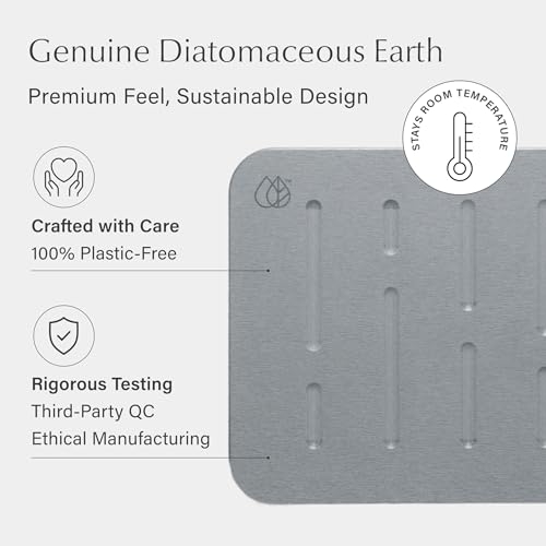 Dorai Home Stone Bath Mat - Premium Diatomaceous Earth Bath Floor Mats with Non-Slip Base, Fast-Drying Modern Shower Mat for Bathroom | Rain Ash - 23.6"x15.4" - color: Rain Ash, size: 1 Pack