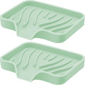 Silicone Soap Dish with Drain, SAISN Kitchen Soap Tray for Shower 2 Pack Self Draining Soap Dish Soft Bathroom Soap Holder for Kitchen Sink Flexible Portable Soap Saver, Light Green - color: Light Green