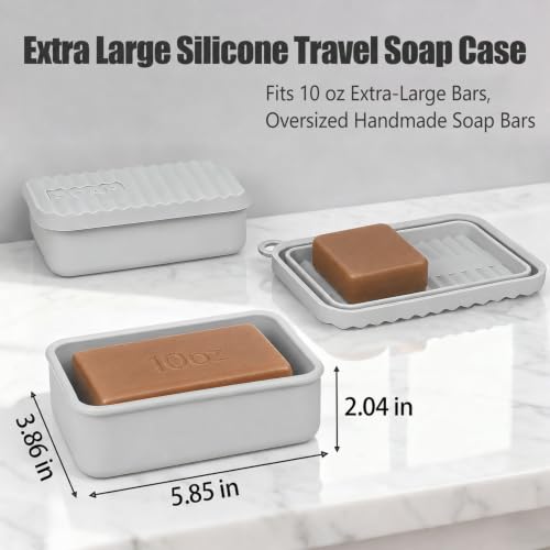 AIDIMMING Extra Large Leak Proof Travel Soap Dish – Large Capacity, Durable, Impact-Resistant, Stain-Resistant, for Extended Trips, Camping, Outdoor Adventures or Truck Drivers (Deep Gray) - color: Deep Gray