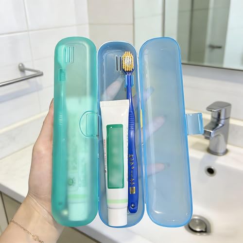 2 Pack Toothbrush Travel Case, Breathable Toothbrush Travel Holders, Tongue Scraper Case, Compact Portable Toothbrush Holder for Travel, Vacation, Camping, Gym, Business Trips, Office, Cruise - color: Light color