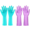 Elgood Reusable Dishwashing Cleaning Gloves with Latex free, Cotton lining,Kitchen Gloves 2 Pairs,Purple+blue large - color: Purple+blue, size: Large (Pack of 2)