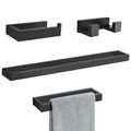 Lairuier 4-Piece Bath Towel Bar Set, Matte Black Bathroom Hardware Set Including Towel Bar,Towel Holder, Toilet Paper Holder, Towel Hook,Stainless Steel Bathroom Hardware Accessories Set - color: Matte Black, size: Set B
