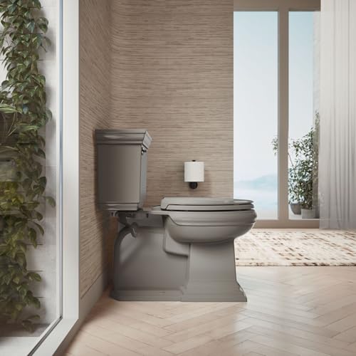 KOHLER 4636-RL-K4 Cachet ReadyLatch Elongated Toilet Seat Slow Close, Soft Close Toilet Seat Quiet Lid, Contoured Grip-Tight Bumpers Installation Hardware, Apartment Essentials, Cashmere - color: Cashmere, size: Elongated