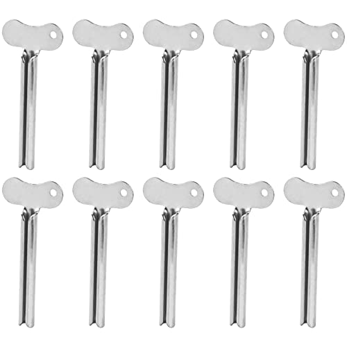 AUEAR Stainless Steel Toothpaste Squeezer Tube Key Silver for Home Hair Dye (Set of 10)