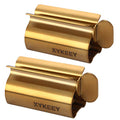 XYKEEY Toothpaste Tube Squeezer - Set of 2 Toothpaste Squeezer Rollers, Metal Toothpaste Tube Wringer Seat Holder Stand (Matt Gold) - color: Matt Gold