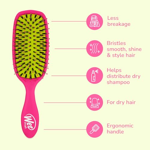 Wet Brush Shine Enhancer Hair Brush, Pink - Exclusive Ultra-soft IntelliFlex Bristles - Natural Boar Bristles Leave Hair Shiny And Smooth For All - For Women, Men, Wet And Dry Hair - color: Pink, size: 1 Count (Pack of 1)