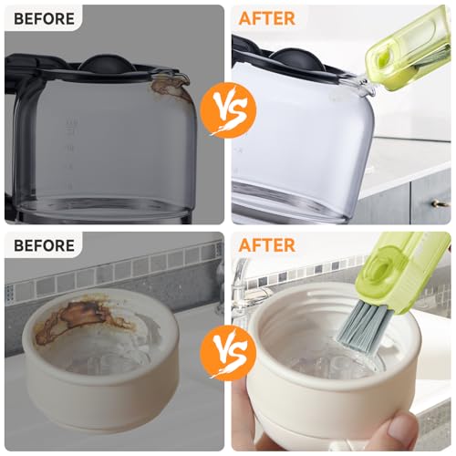 3 in 1 Cup Lid Gap Cleaning Brush Set, Multifunctional Bottle Cleaning Brush, Silicone Cup Lid Gap Cleaner, Home Kitchen Crevice Cleaning Tools (Multicolored) - color: Multicolored