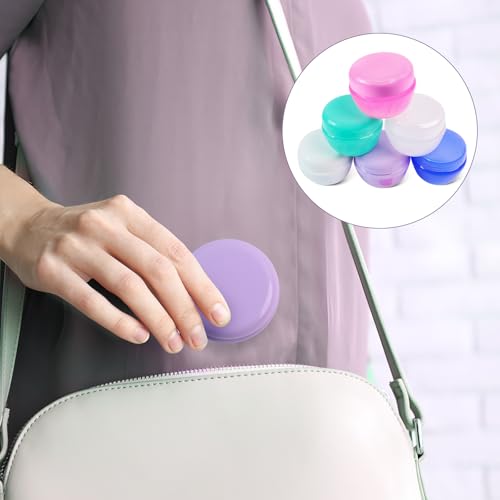GAQWOK 6 Pcs 20ml Small Travel Containers Portable Toiletry Storage Jars | Compact travel size for creams lotion, comes with 2 small spoons, ideal for outdoor traveling daily use