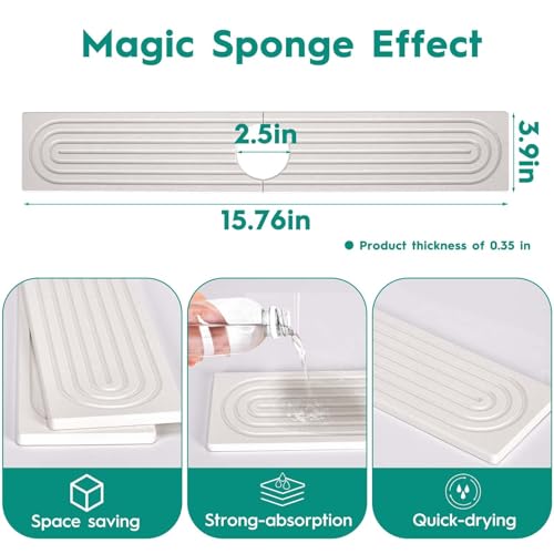16 Inch Stone Faucet Mat for Kitchen Sink,Quick Dry Stone Mat Kitchen-Sink Water Splash Guard,Diatomite Protector with Super Absorbent&Leak Proof Circular for Kitchen Bathroom Counter(White） - color: White, size: 16" x 16"