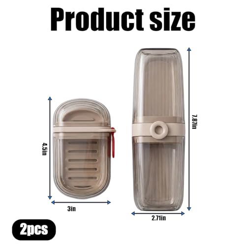 Toothbrush Travel Case, Travel Soap Case 2-Piece Set, Portable Toothbrush Holder with Cover for Traveling Camping Gym, Durable Travel Toothbrush Case and Soap Storage Organizer