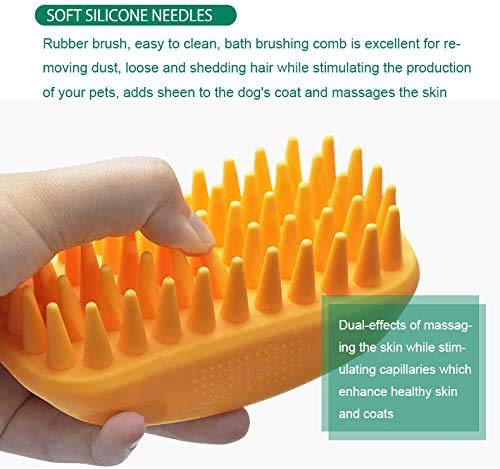 Pet Silicone Shampoo Brush for Long & Short Hair Medium Large Pets Dogs Cats, Anti-skid Rubber Dog Cat Pet Mouse Grooming Shower Bath Brush Massage Comb (Blue (New)) - color: Blue