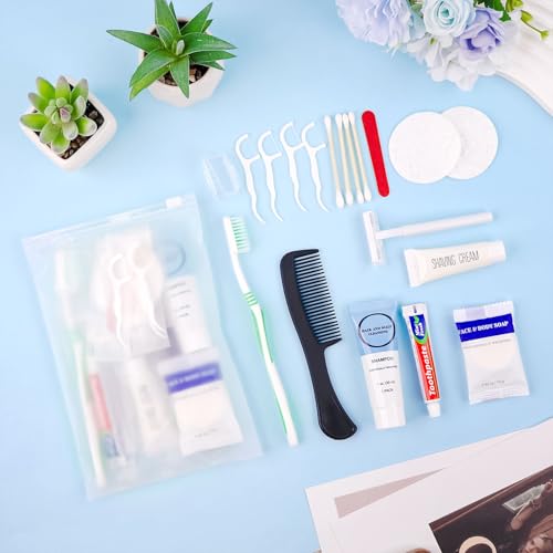 Travel Size Toiletries Kits Disposable Toiletry Set in Bulk, Portable Trial Size Personal Hygiene Care Package Supplies Amenities Essentials for Camping/ Hotel/Guest/Homeless/Charity 9-in-1 (5 Pack)