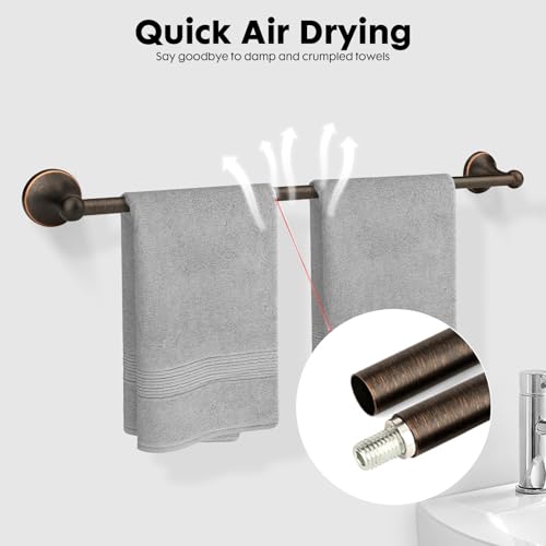 4 Piece Antique Bathroom Hardware Accessories Set Oil Rubbed Bronze,24 Inch Towel Bar Set,Towel Rack for Bathroom,Bathroom Towel Holder Bronze - color: Oil Rubbed Brushed Bronze